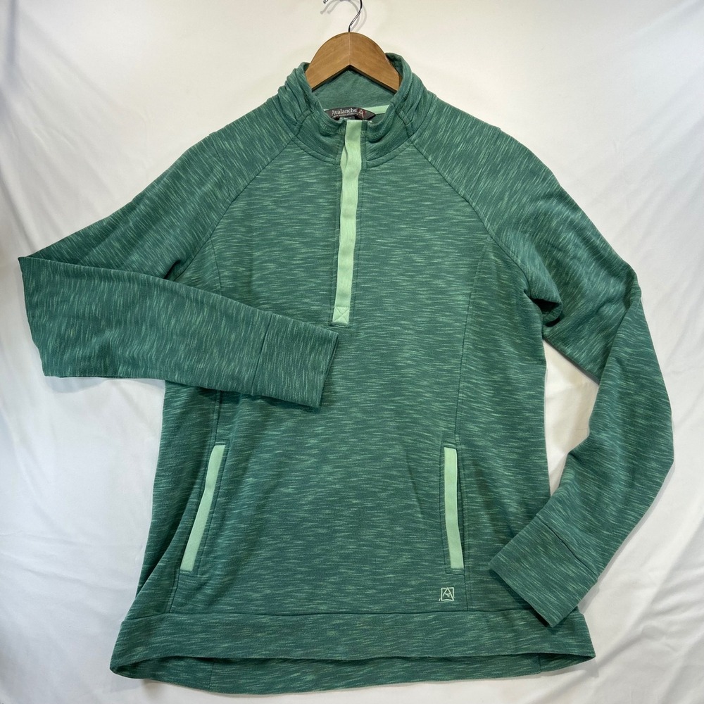 Avalanche Gorpcore Quarter Zip Pullover Large Space Dye Hiking Outdoorsy Green
